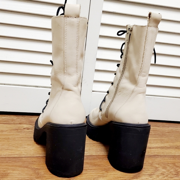 🌼SOLD! Free People Dylan Lace-Up Leather Combat Boots. 8/38. Off-White - Picture 7 of 14